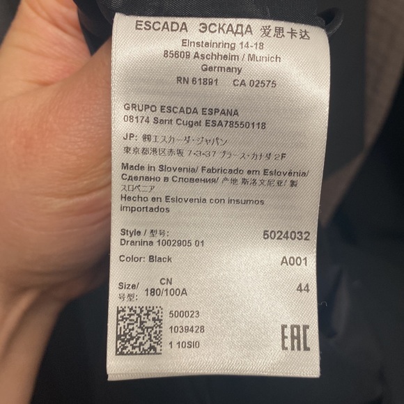 Escada Black Dranina Sleeveless Sheer Top Solid Bottom Contour Dress EUR 44 - Picture 3 of 9